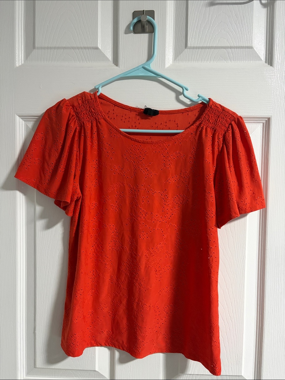 W5 Red Eyelet Short Sleeve Blouse